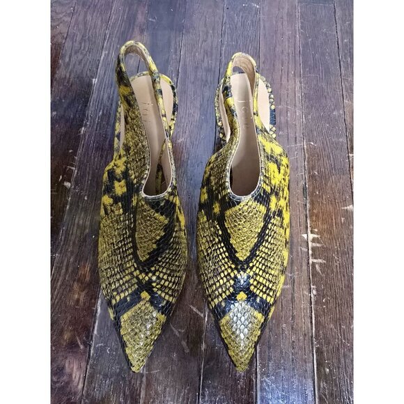 Joie Rines Pump Mustard Yellow Python Snakeskin sz 38 - Picture 4 of 13